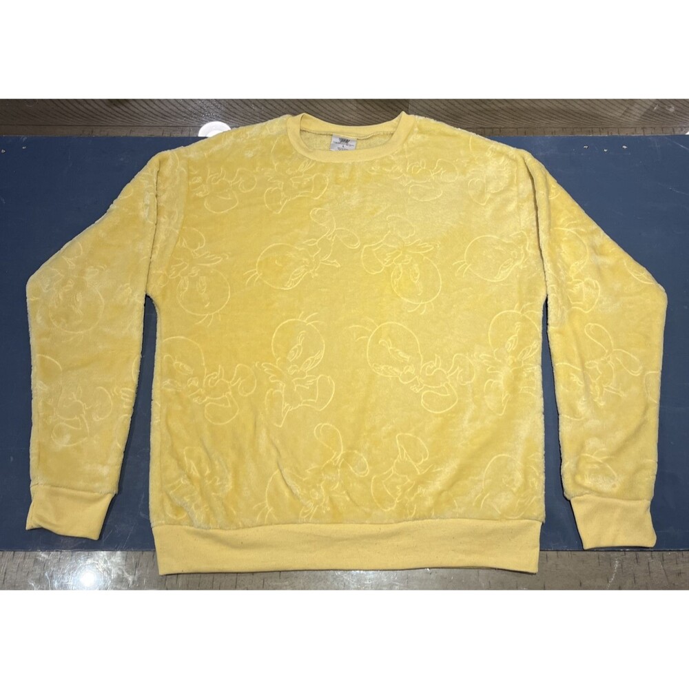 Womens Looney Tunes Tweety Bird Yellow Sweatshirt Sweater Top Size L Vintage